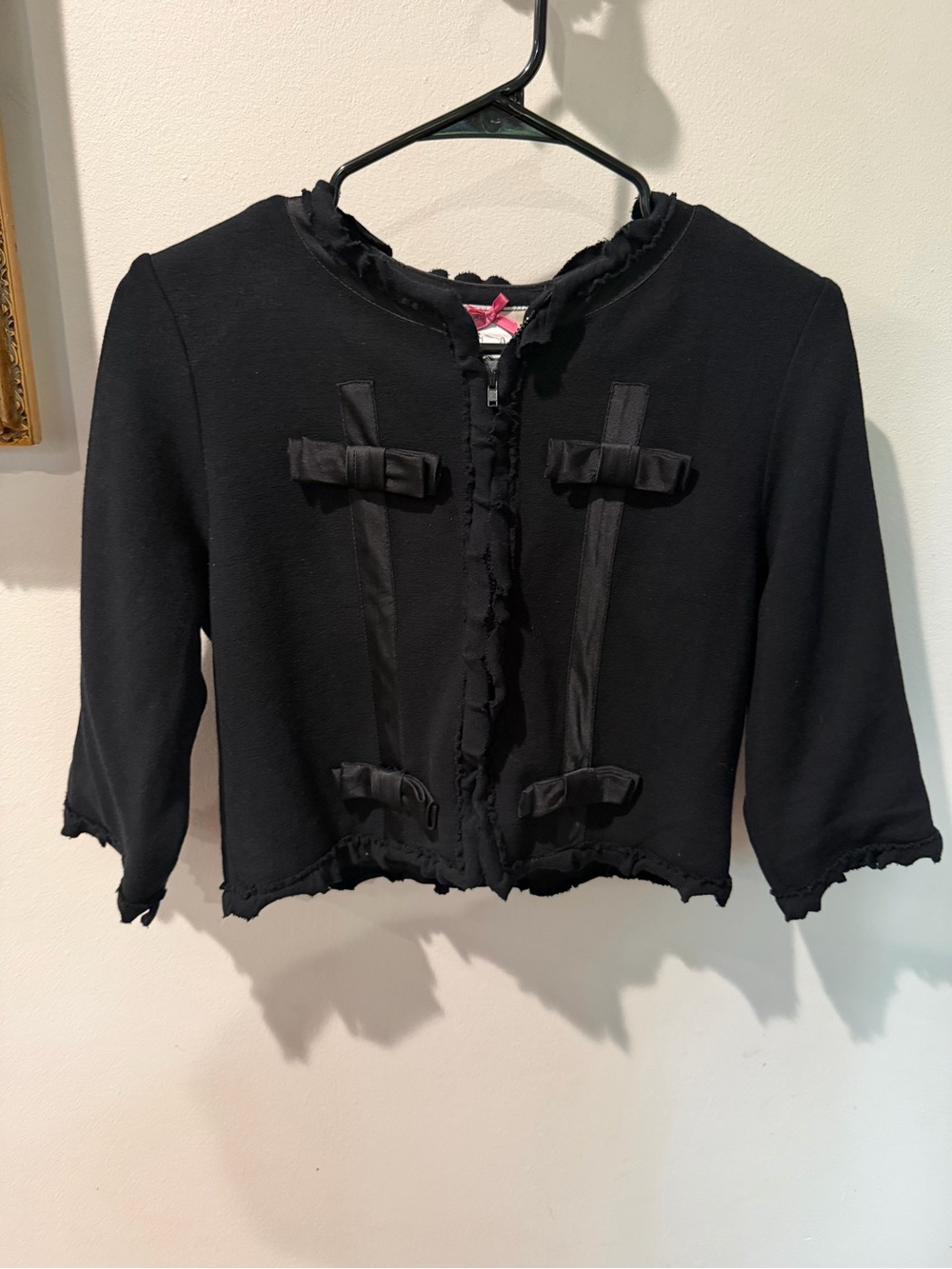 Yoana Baraschi Black Top with Pink Bow Accent